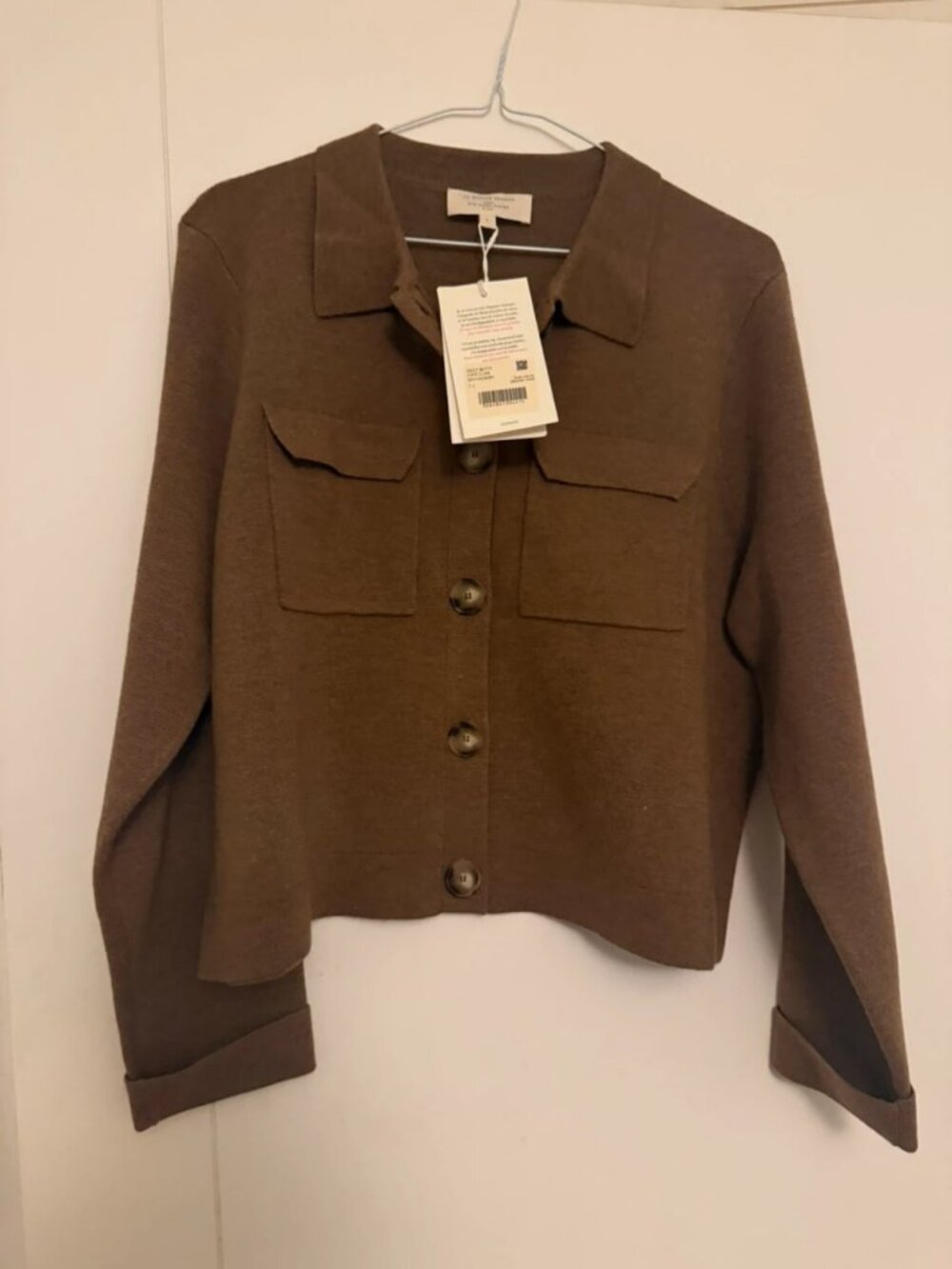 Sezane Betty Merino Wool Cardigan Cafe Clair Women's Size L